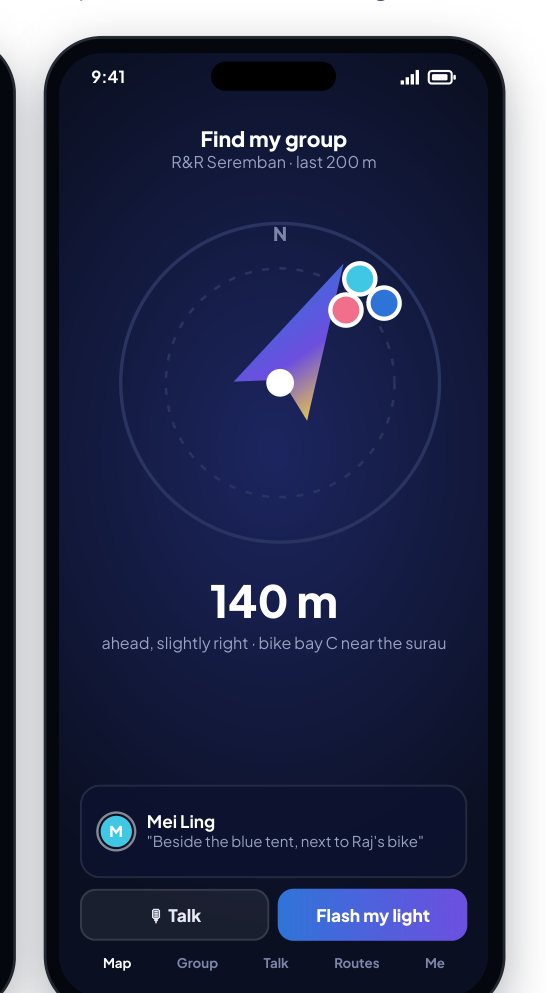 Find my group: a pointer and distance for the last 200 m.